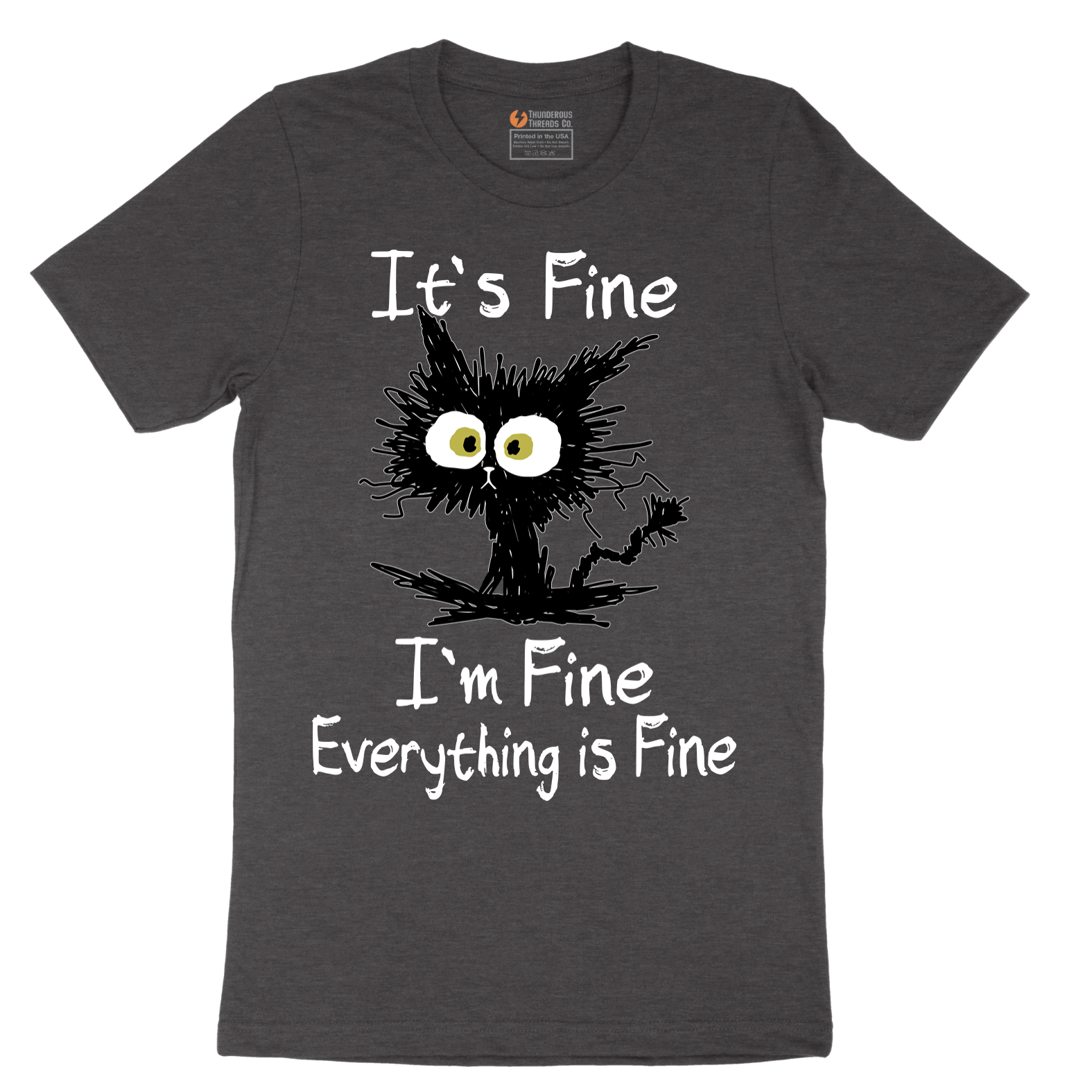 Stressed Cat Everything is Fine - Mens T-Shirt - Sizes S - 6XL