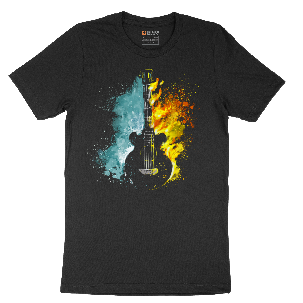 Guitar Fire and Water - Mens T-Shirt - Sizes S - 6XL