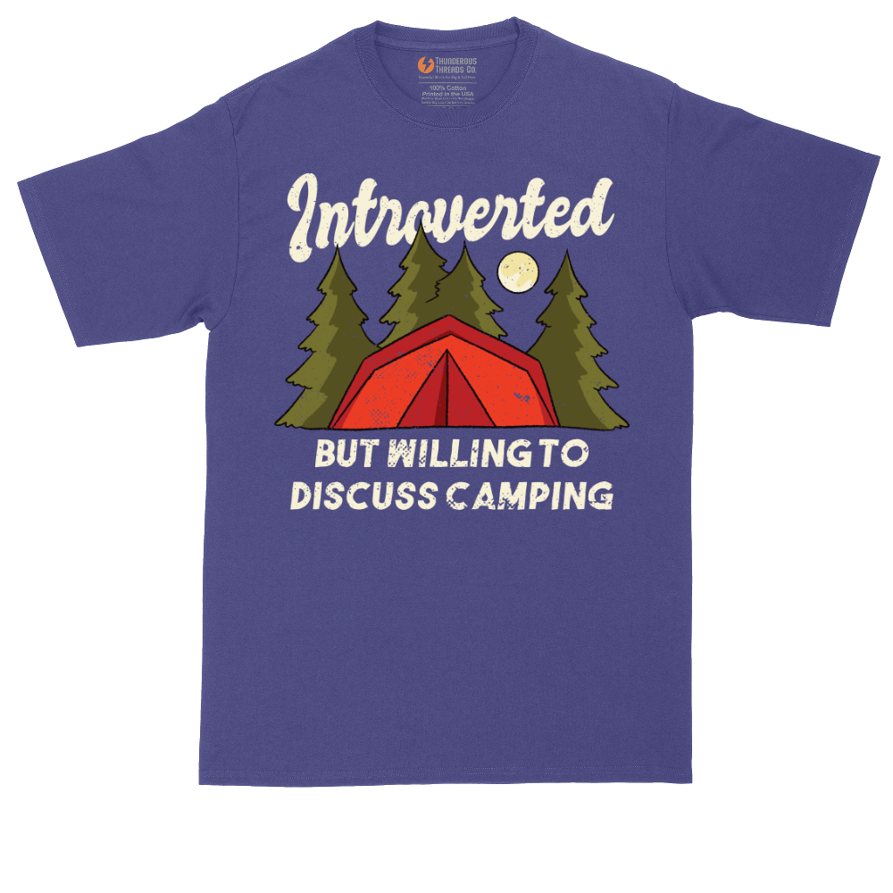 Introverted but Willing to Discuss Camping | Mens Tall T-Shirt