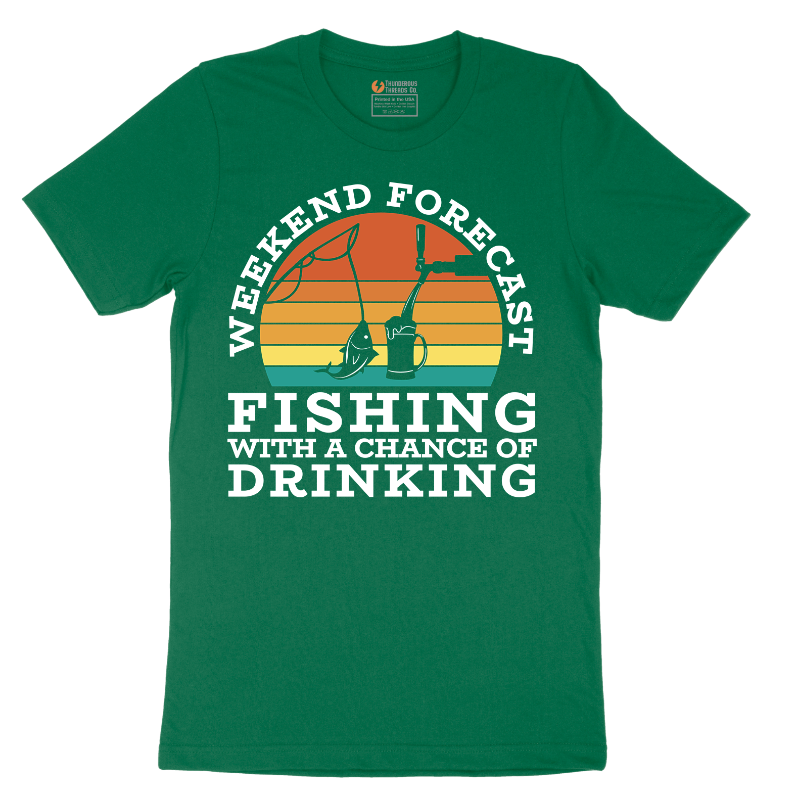 Weekend Forecast_Fishing with a Chance of Drinking - Mens T-Shirt - Sizes S - 6XL