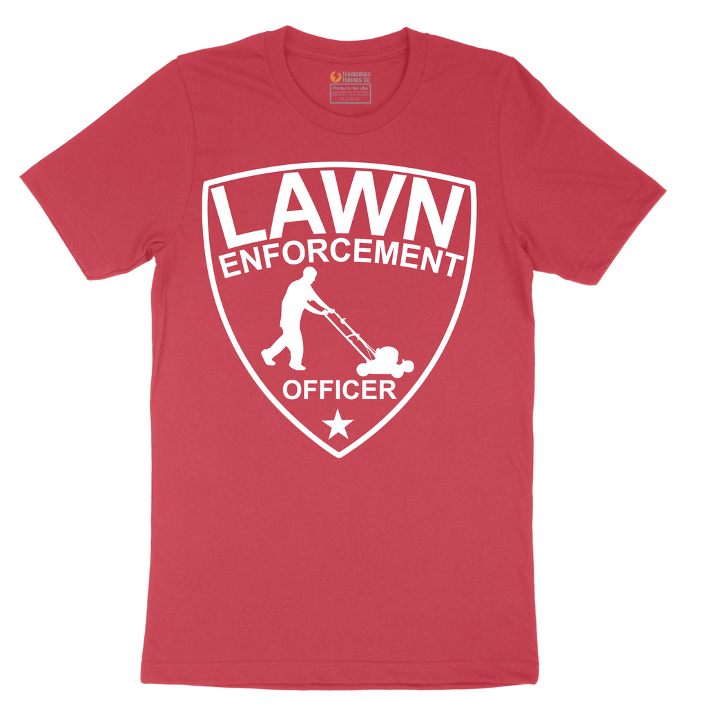 Lawn Enforcement Officer_Push Mower - Mens T-Shirt - Sizes S - 6XL