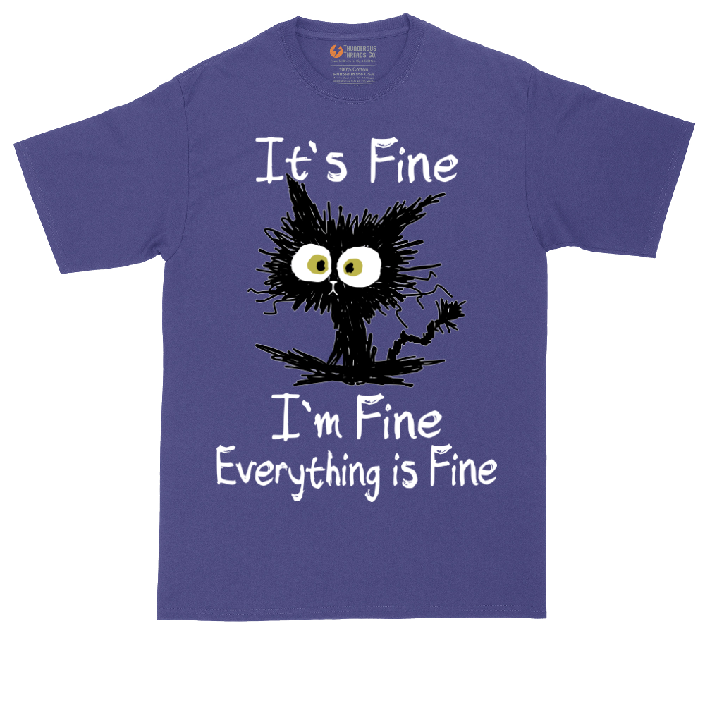 Stressed Cat Everything is Fine | Mens Tall T-Shirt
