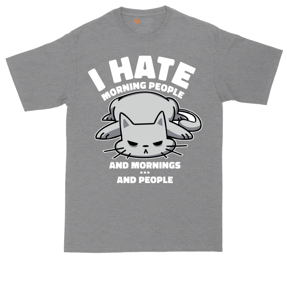 I Hate Morning People and Mornings and People Cat Shirt | Mens Tall T-Shirt