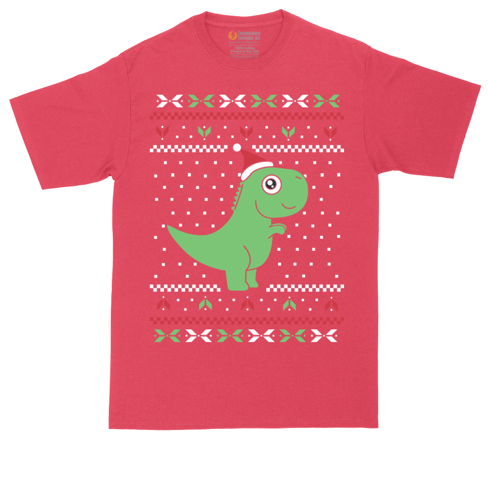 T-Rex Ugly Christmas Sweater | Mens Tall T-Shirt