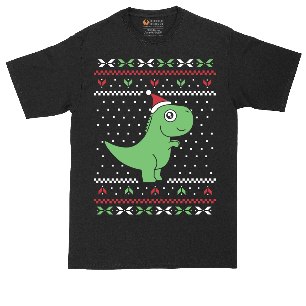 T-Rex Ugly Christmas Sweater | Mens Tall T-Shirt