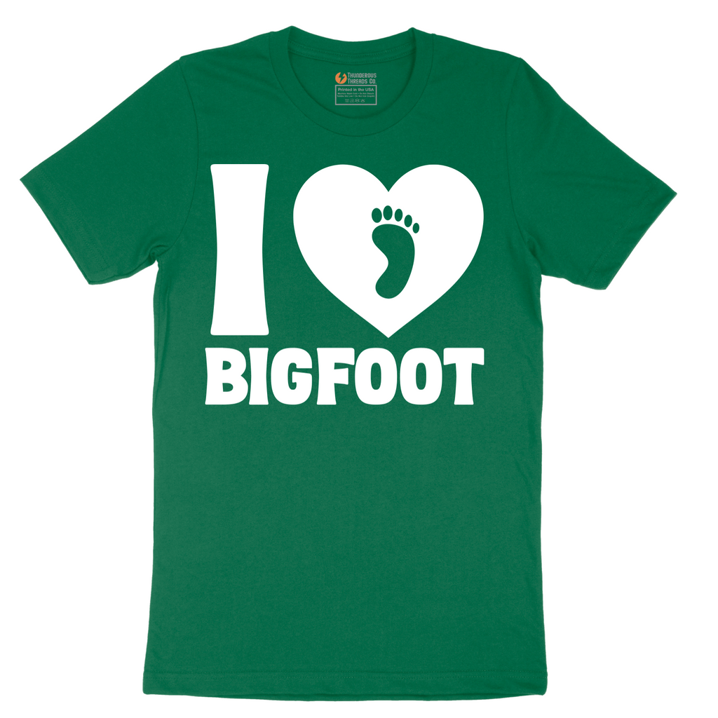 I Love Bigfoot - Mens T-Shirt - Sizes S - 6XL