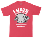 I Hate Morning People and Mornings and People Cat Shirt | Mens Tall T-Shirt