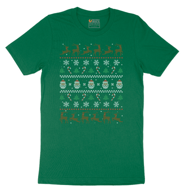 Santa and Reindeer Ugly Christmas Sweater - Mens T-Shirt - Sizes S - 6XL