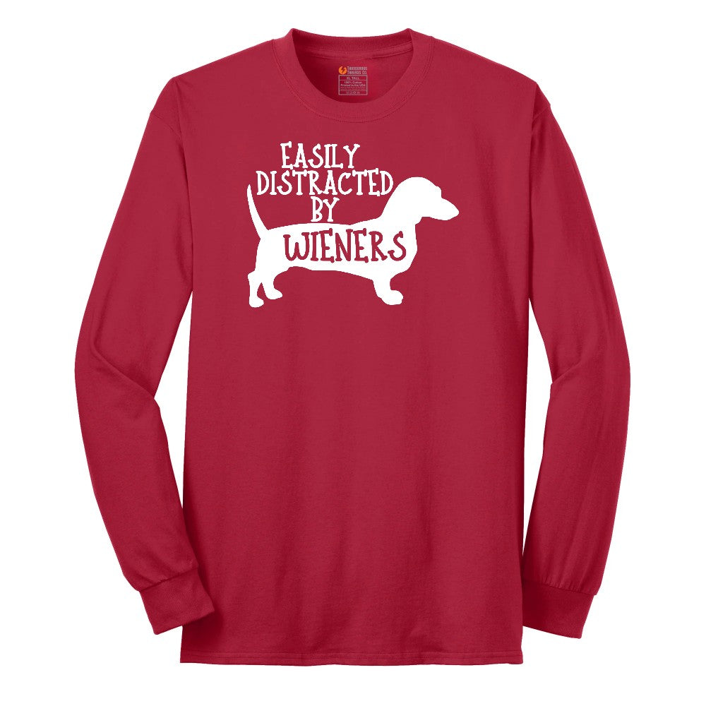 Easily Distracted by Weiners Long Sleeve Tee - Red
