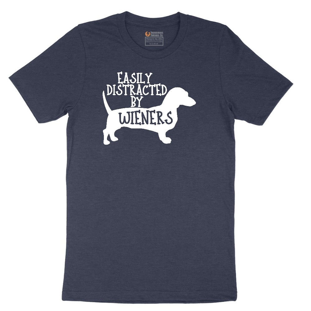 Easily Distracted by Weiners Short Sleeve Tee - Heather Navy