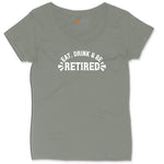 Eat Drink and Be Retired Ladies Curvy Tee - Bamboo Blackout