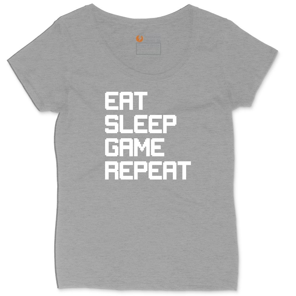 Eat Sleep Game Repeat - Mens & Ladies T-Shirt Ladies Curvy Tee - Granite Heather