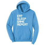 Eat Sleep Game Repeat - Mens & Ladies T-Shirt Ladies Hoodie - Aquatic Blue