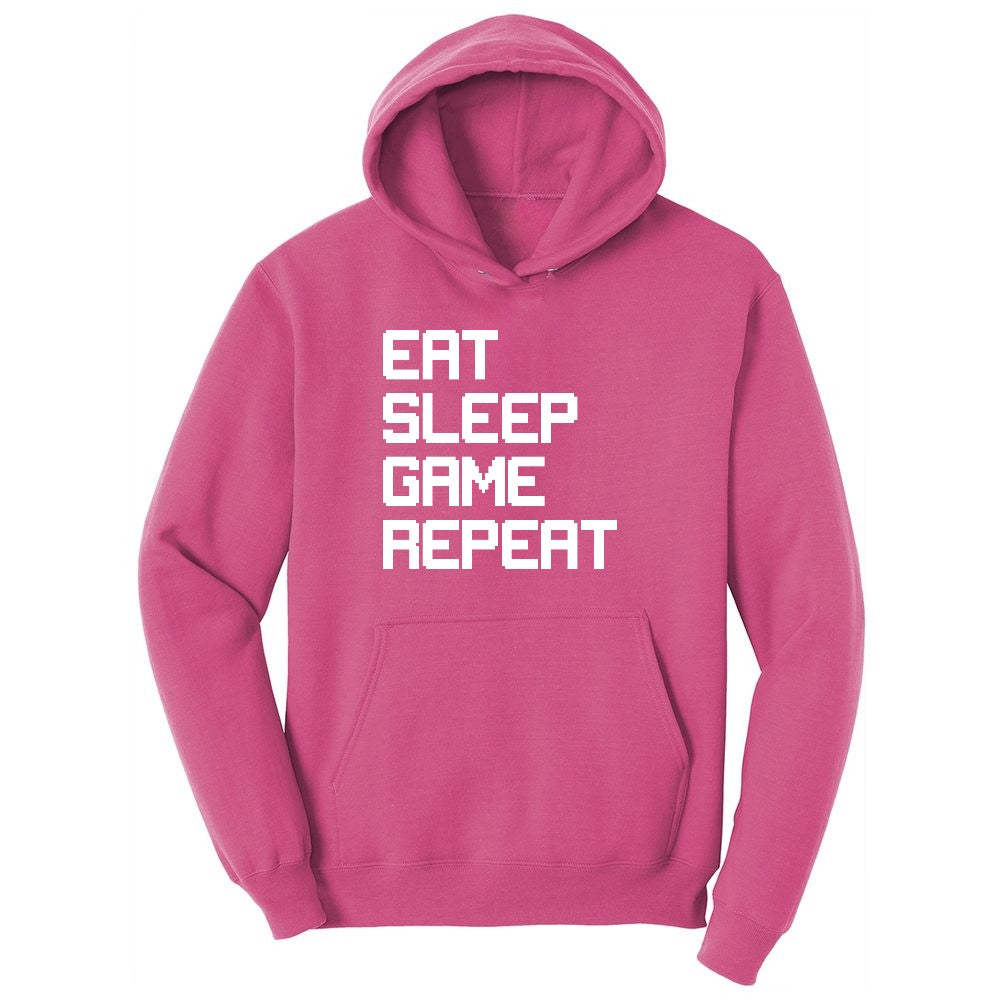 Eat Sleep Game Repeat - Mens & Ladies T-Shirt Ladies Hoodie - Sangria