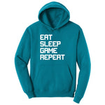 Eat Sleep Game Repeat - Mens & Ladies T-Shirt Ladies Hoodie - Teal