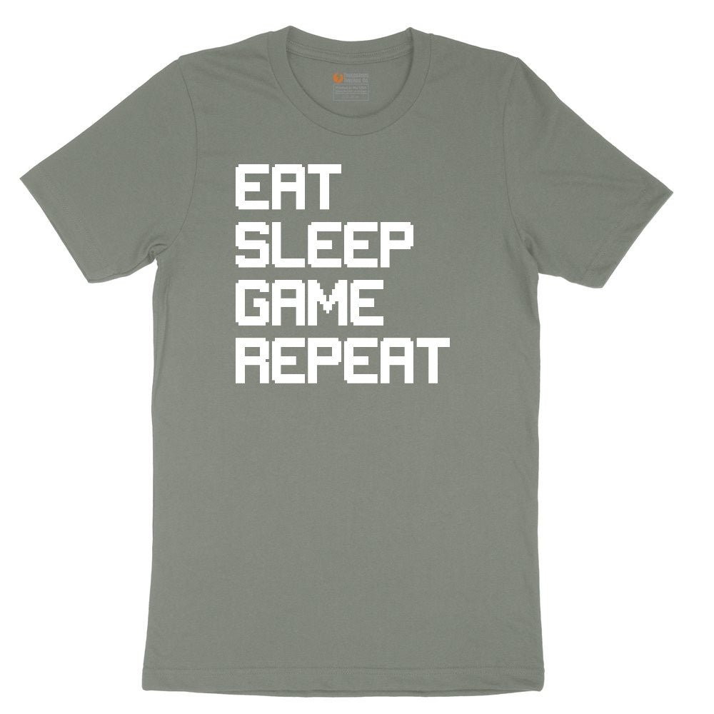 Eat Sleep Game Repeat - Mens & Ladies T-Shirt Ladies Short Sleeve Tee - Bamboo Blackout