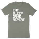 Eat Sleep Game Repeat - Mens & Ladies T-Shirt Ladies Short Sleeve Tee - Bamboo Blackout