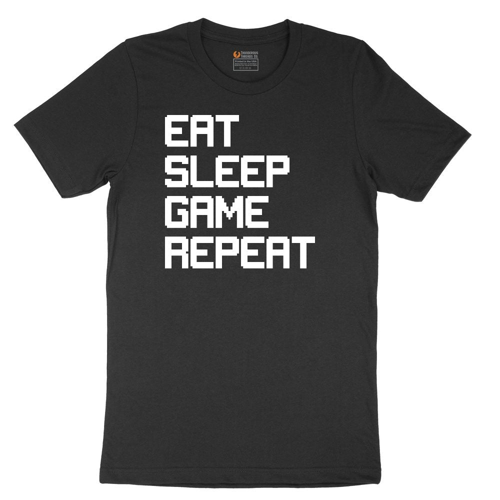 Eat Sleep Game Repeat - Mens & Ladies T-Shirt Ladies Short Sleeve Tee - Black