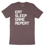 Eat Sleep Game Repeat - Mens & Ladies T-Shirt Ladies Short Sleeve Tee - Sangria Blackout