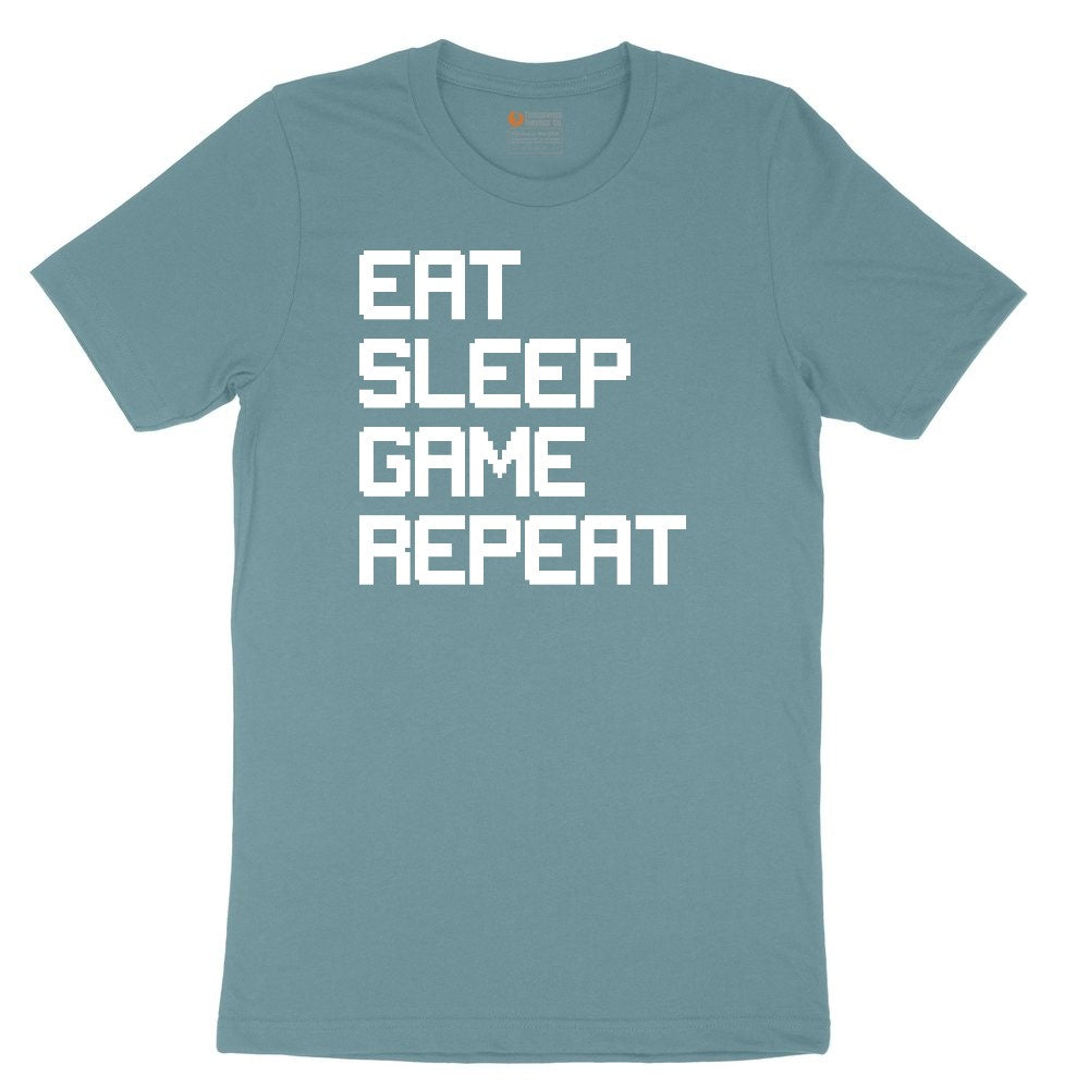 Eat Sleep Game Repeat - Mens & Ladies T-Shirt Ladies Short Sleeve Tee - Surf Blackout