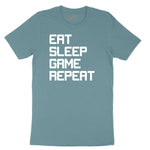 Eat Sleep Game Repeat - Mens & Ladies T-Shirt Ladies Short Sleeve Tee - Surf Blackout