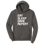 Eat Sleep Game Repeat - Mens & Ladies T-Shirt Hoodie - Charcoal