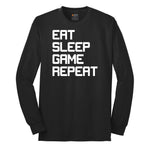 Eat Sleep Game Repeat - Mens & Ladies T-Shirt Long Sleeve Tee - Jet Black