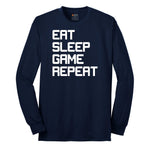 Eat Sleep Game Repeat - Mens & Ladies T-Shirt Long Sleeve Tee - Navy