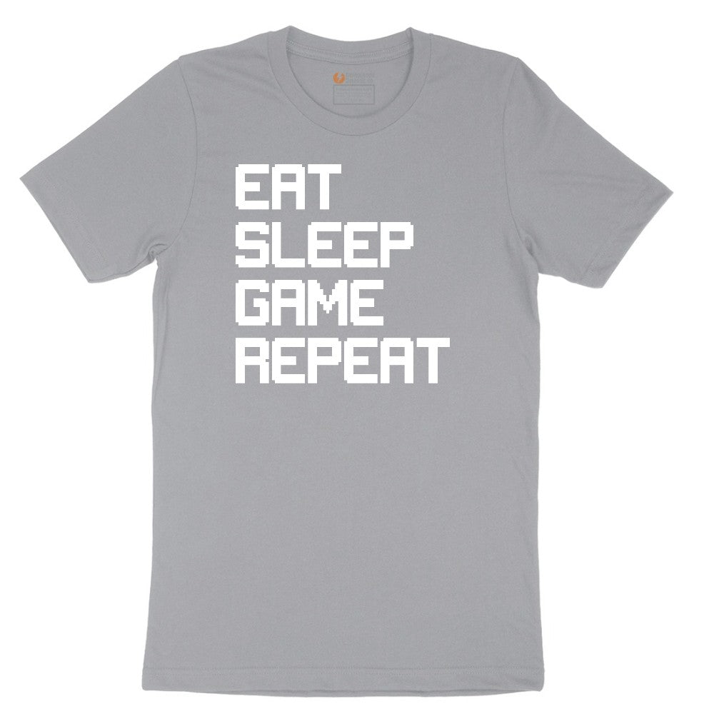 Eat Sleep Game Repeat - Mens & Ladies T-Shirt Short Sleeve Tee - Athletic Heather Grey