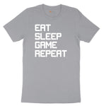 Eat Sleep Game Repeat - Mens & Ladies T-Shirt Short Sleeve Tee - Athletic Heather Grey