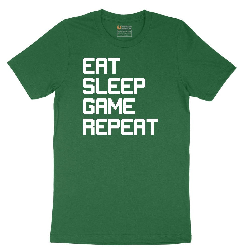 Eat Sleep Game Repeat - Mens & Ladies T-Shirt Short Sleeve Tee - Athletic Kelly