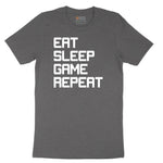 Eat Sleep Game Repeat - Mens & Ladies T-Shirt Short Sleeve Tee - Dark Heather Grey