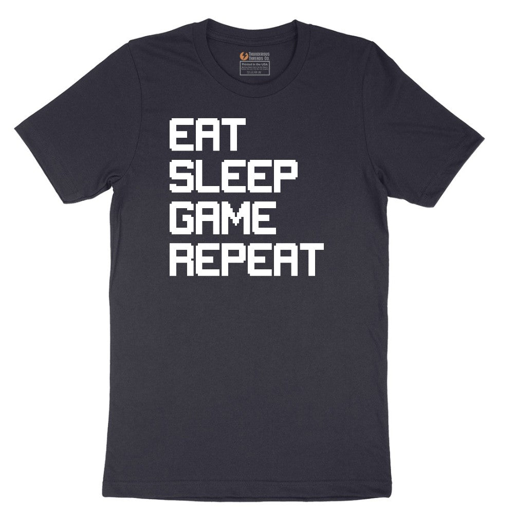 Eat Sleep Game Repeat - Mens & Ladies T-Shirt Short Sleeve Tee - Deep Navy