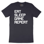 Eat Sleep Game Repeat - Mens & Ladies T-Shirt Short Sleeve Tee - Deep Navy
