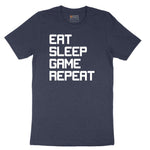 Eat Sleep Game Repeat - Mens & Ladies T-Shirt Short Sleeve Tee - Heather Navy