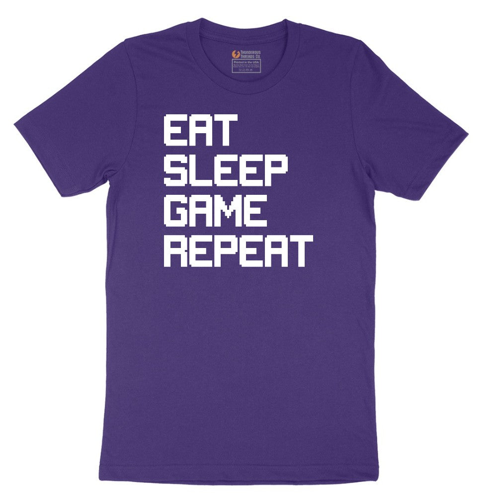 Eat Sleep Game Repeat - Mens & Ladies T-Shirt Short Sleeve Tee - Team Purple