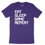 Eat Sleep Game Repeat - Mens & Ladies T-Shirt Short Sleeve Tee - Team Purple