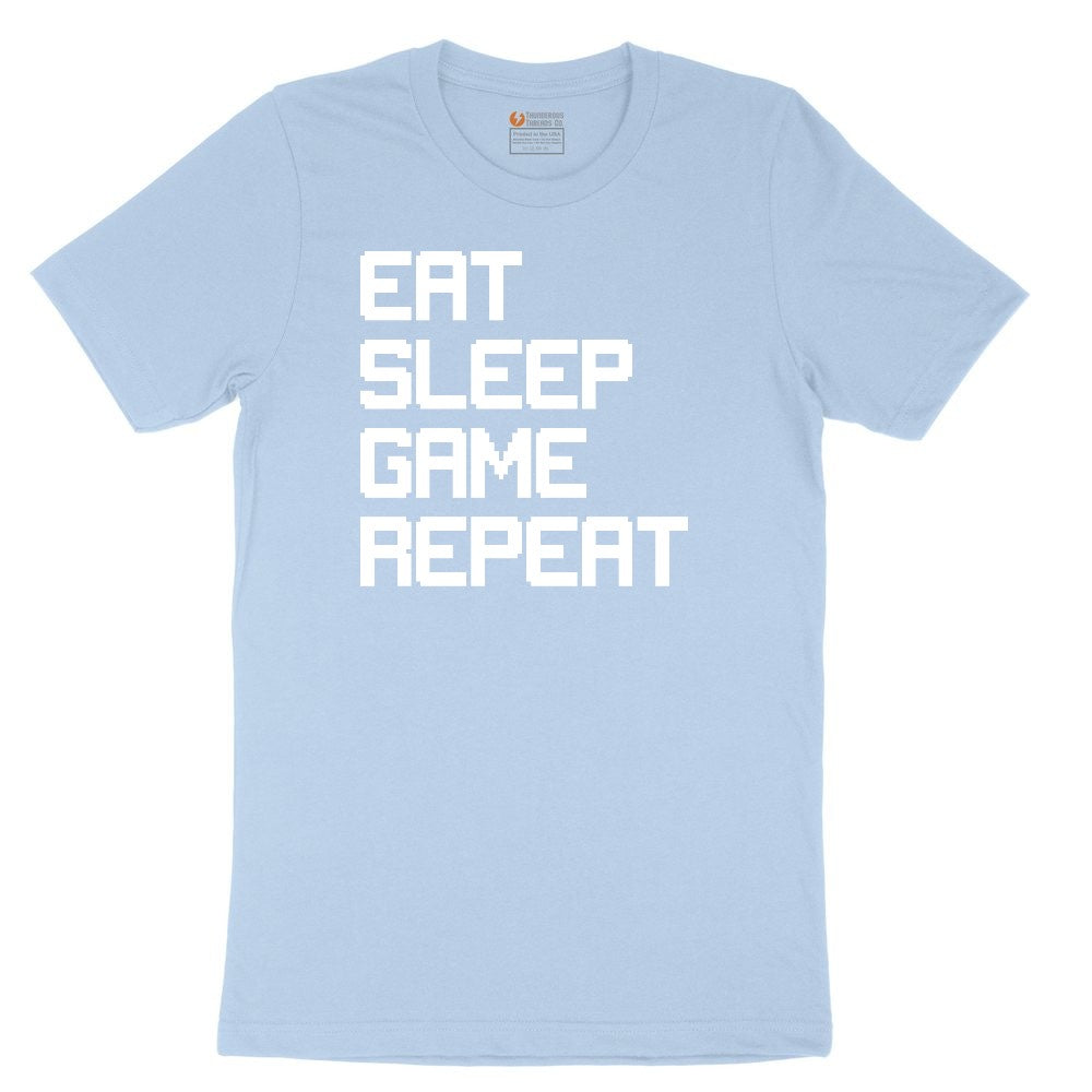 Eat Sleep Game Repeat - Mens & Ladies T-Shirt Toddler Short Sleeve Tee - Light Blue