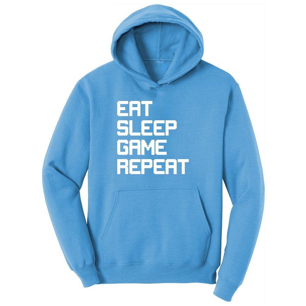Eat Sleep Game Repeat - Mens & Ladies T-Shirt Youth Hoodie - Aquatic Blue