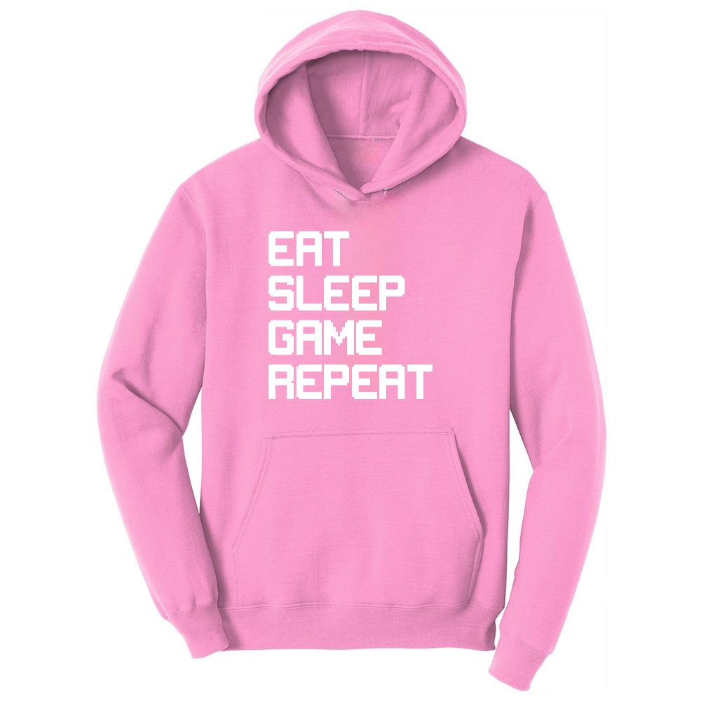 Eat Sleep Game Repeat - Mens & Ladies T-Shirt Youth Hoodie - Candy Pink