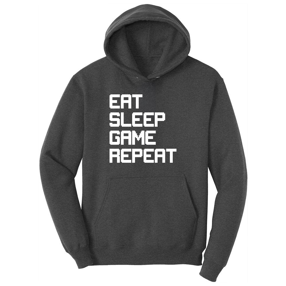 Eat Sleep Game Repeat - Mens & Ladies T-Shirt Youth Hoodie - Dark Heather Grey