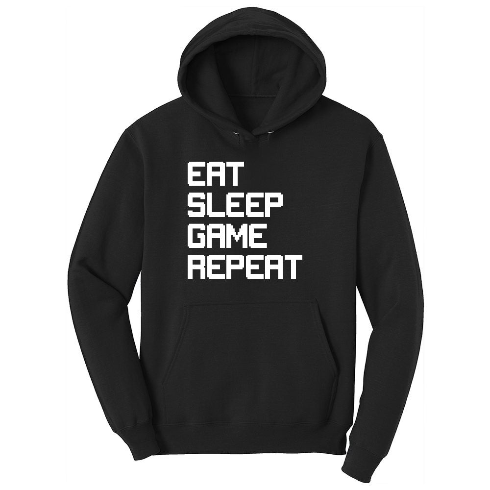 Eat Sleep Game Repeat - Mens & Ladies T-Shirt Youth Hoodie - Jet Black