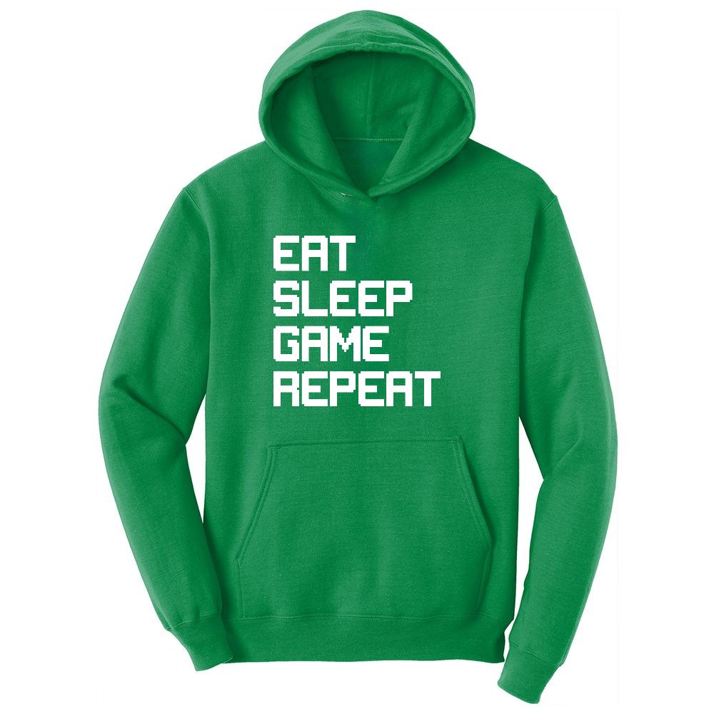 Eat Sleep Game Repeat - Mens & Ladies T-Shirt Youth Hoodie - Kelly Green