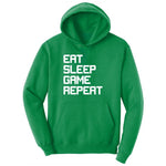 Eat Sleep Game Repeat - Mens & Ladies T-Shirt Youth Hoodie - Kelly Green
