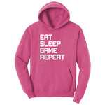 Eat Sleep Game Repeat - Mens & Ladies T-Shirt Youth Hoodie - Sangria
