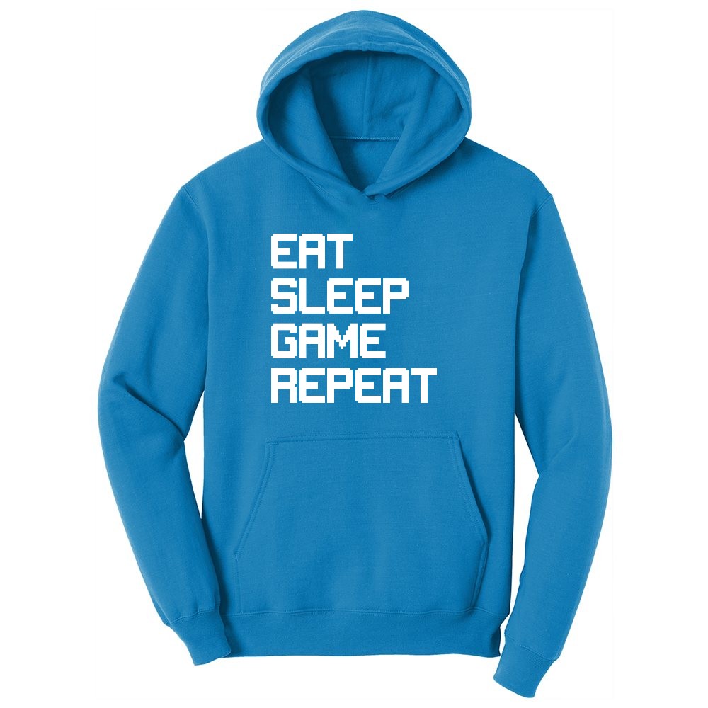 Eat Sleep Game Repeat - Mens & Ladies T-Shirt Youth Hoodie - Sapphire