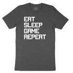 Eat Sleep Game Repeat - Mens & Ladies T-Shirt Youth Short Sleeve Tee - Dark Heather Grey