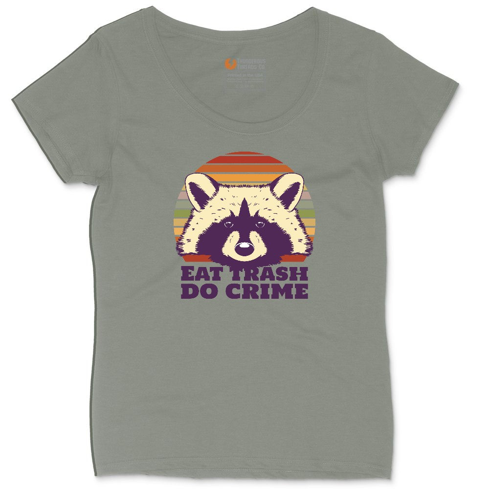Eat Trash Do Crime Ladies Curvy Tee - Bamboo Blackout