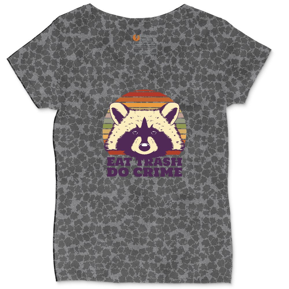 Eat Trash Do Crime Ladies Curvy Tee - Black Leopard