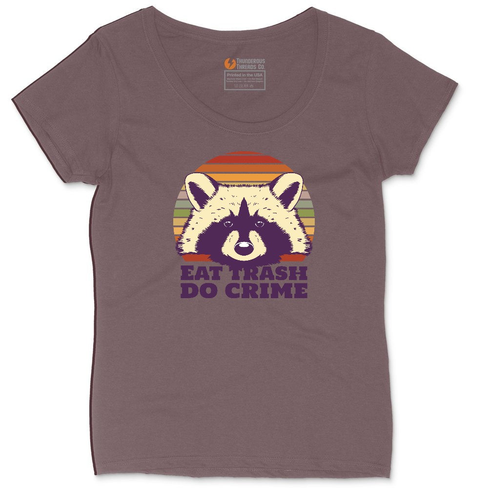 Eat Trash Do Crime Ladies Curvy Tee - Sangria Blackout